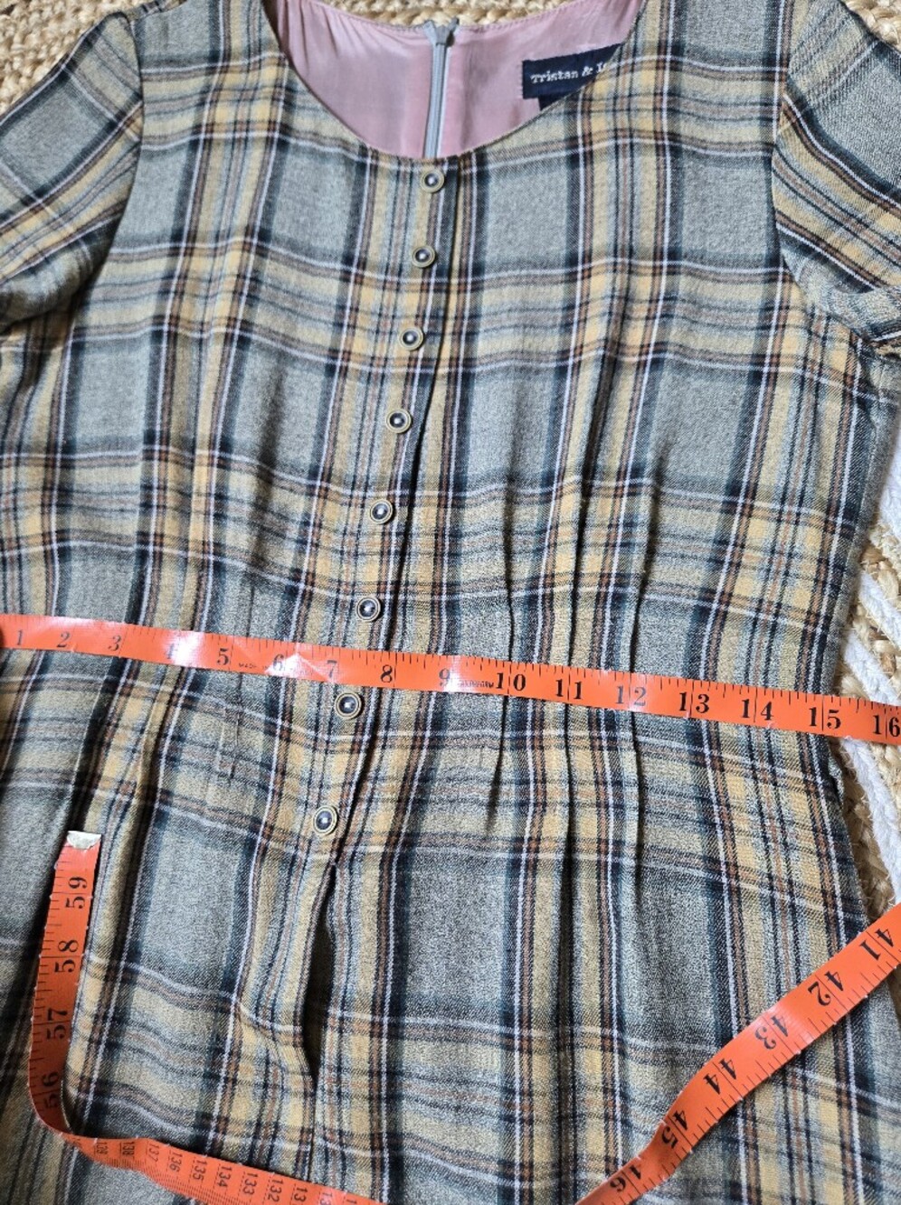 Tristan & Iseut Vintage 90s Plaid Shift Dress Preppy Schoolgirl Dark Academia 7 - Picture 12 of 16